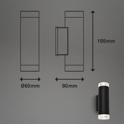 Brilo - Iluminação de parede exterior LED 2xGU10/4,7W/230V IP44 4000K preto