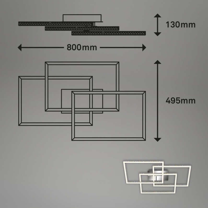 Brilo - Iluminação de teto LED com regulação FRAME LED/57W/230V 3000K cromado mate