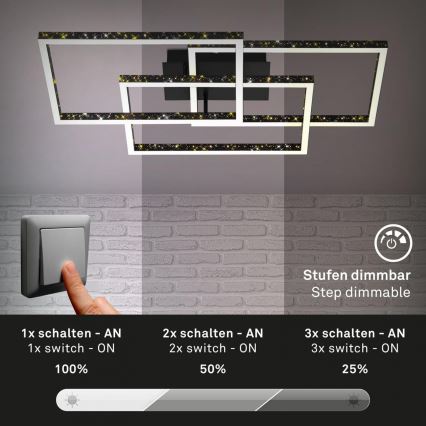 Brilo - Iluminação de teto LED com regulação FRAME LED/57W/230V 3000K preto