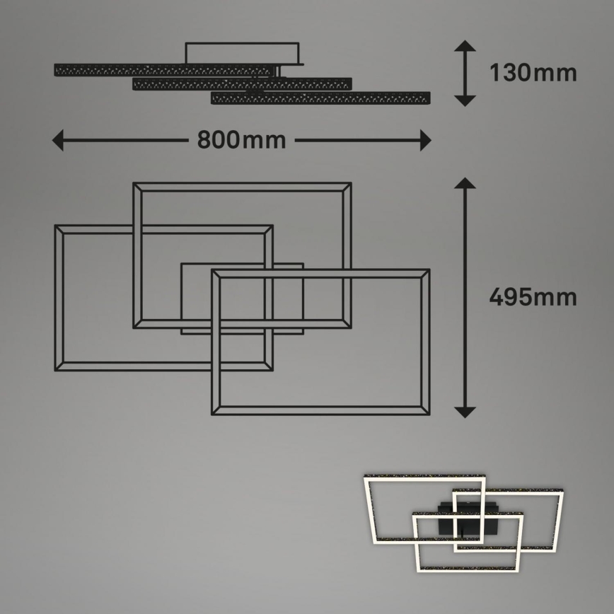 Brilo - Iluminação de teto LED com regulação FRAME LED/57W/230V 3000K preto