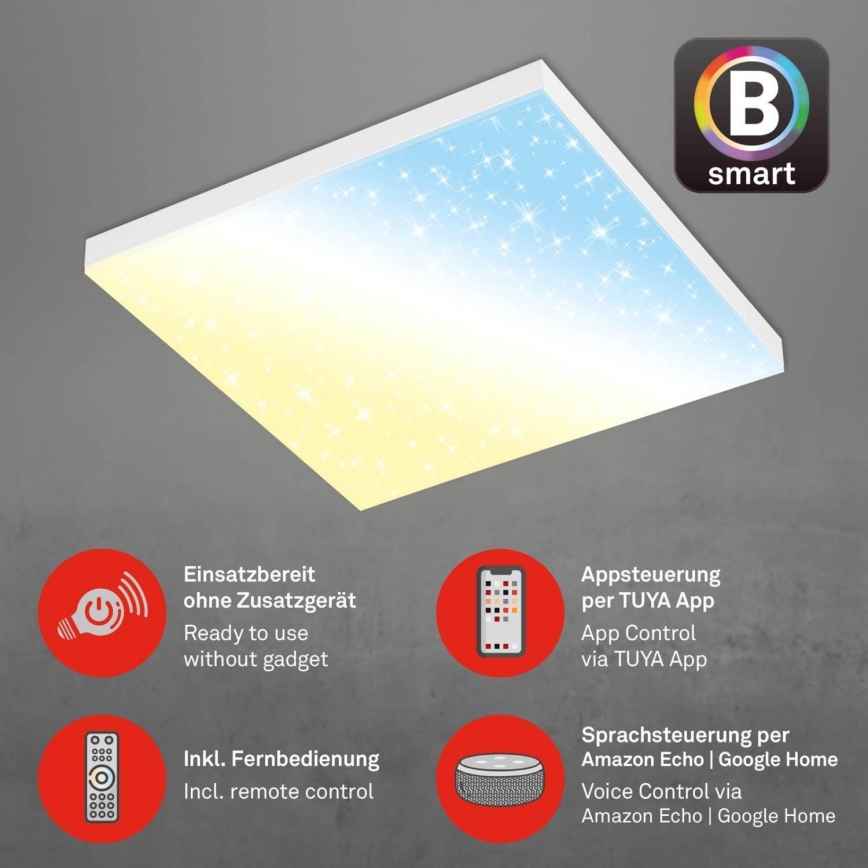 Brilo - Iluminação de teto LED com regulação FRAMELESS LED/24W/230V 3000-6500K Wi-Fi Tuya + comando