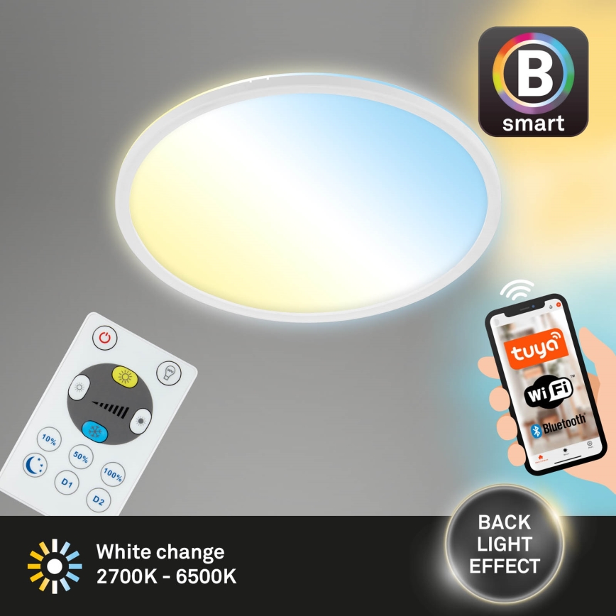 Brilo - Iluminação de teto LED com regulação SLIM LED/22W/230V 2700-6500K Wi-Fi Tuya + controlo remoto