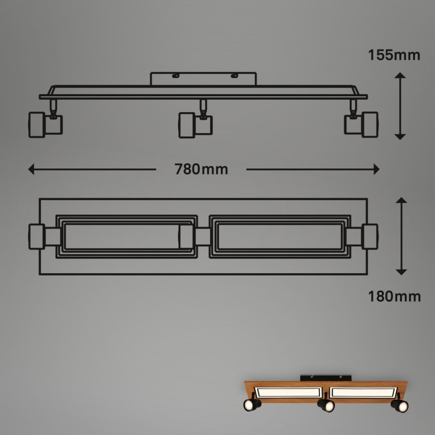 Brilo - Iluminação de teto LED LED/24W/230V + 3xGU10/9W 3000K