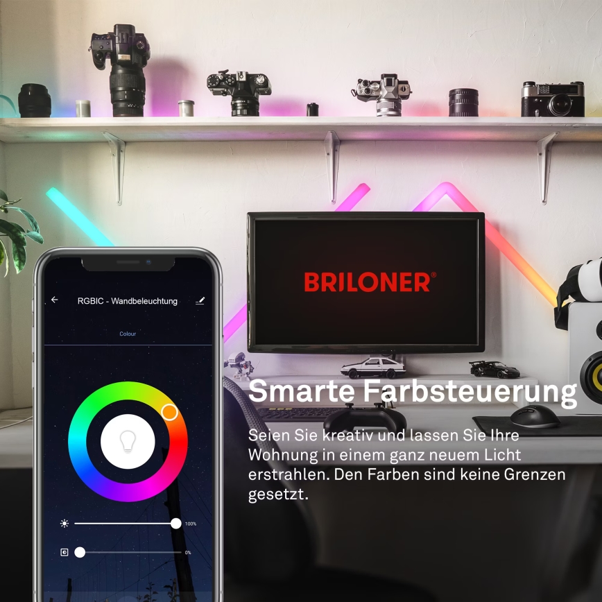 Brilo -  Iluminação LED RGBIC com regulação carril Inteligente LED/24W/230V Wi-Fi Tuya