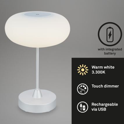 Brilo - Lâmpada de Mesa LED Recarregável e Dimerizável para Exterior OLANA LED/3W/5V IP44