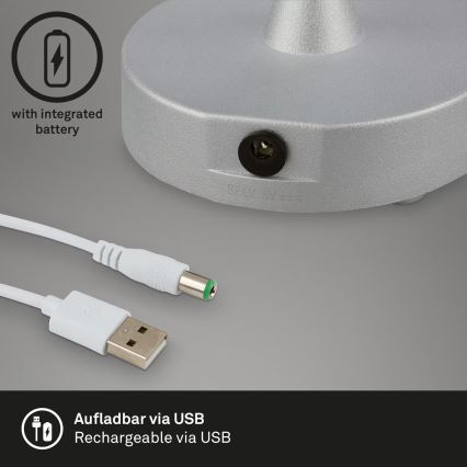 Brilo - Lâmpada de Mesa LED Recarregável e Dimerizável para Exterior OLANA LED/3W/5V IP44