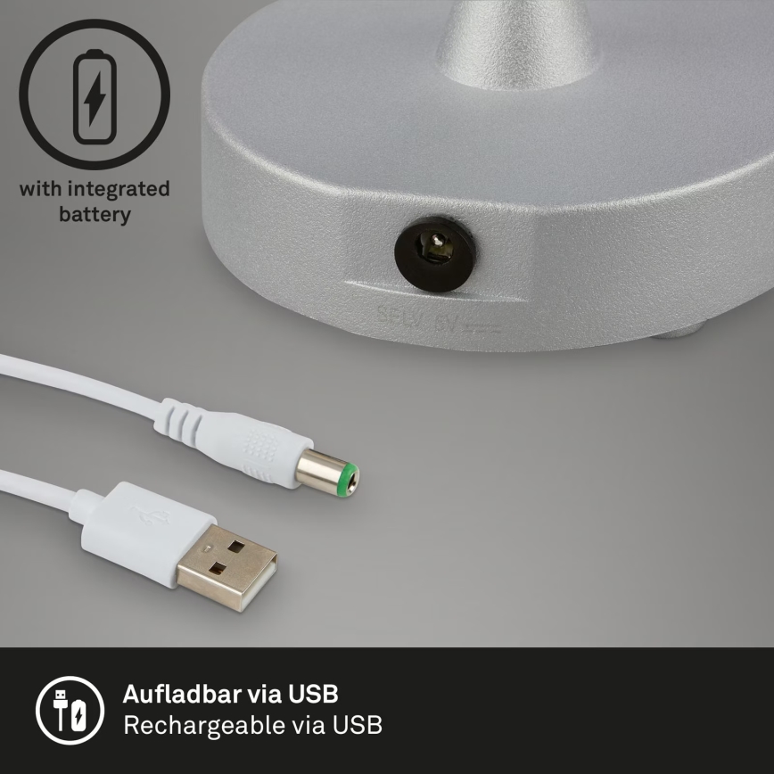 Brilo - Lâmpada de Mesa LED Recarregável e Dimerizável para Exterior OLANA LED/3W/5V IP44