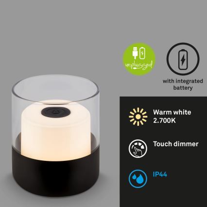 Brilo - Lâmpada de mesa LED recarregável e regulável para exterior LILET LED/2W/5V IP44