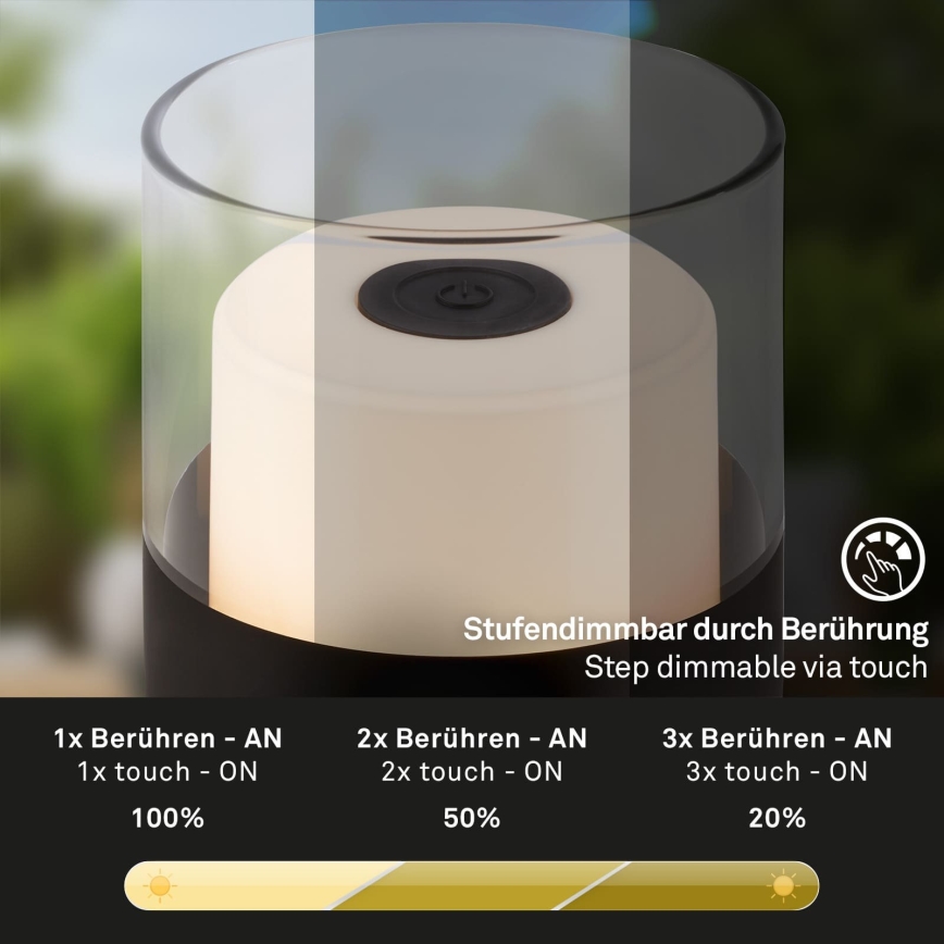 Brilo - Lâmpada de mesa LED recarregável e regulável para exterior LILET LED/2W/5V IP44