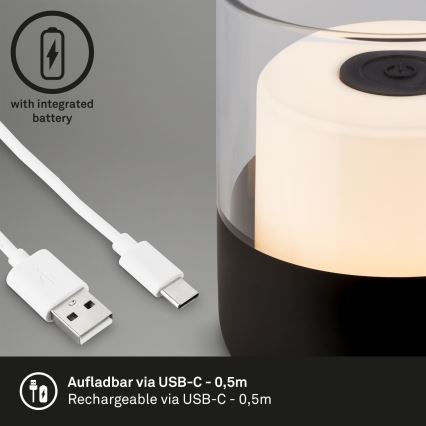 Brilo - Lâmpada de mesa LED recarregável e regulável para exterior LILET LED/2W/5V IP44
