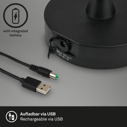 Brilo - LED Exterior regulação rechargeable candeeiro LED/3W/5V IP44