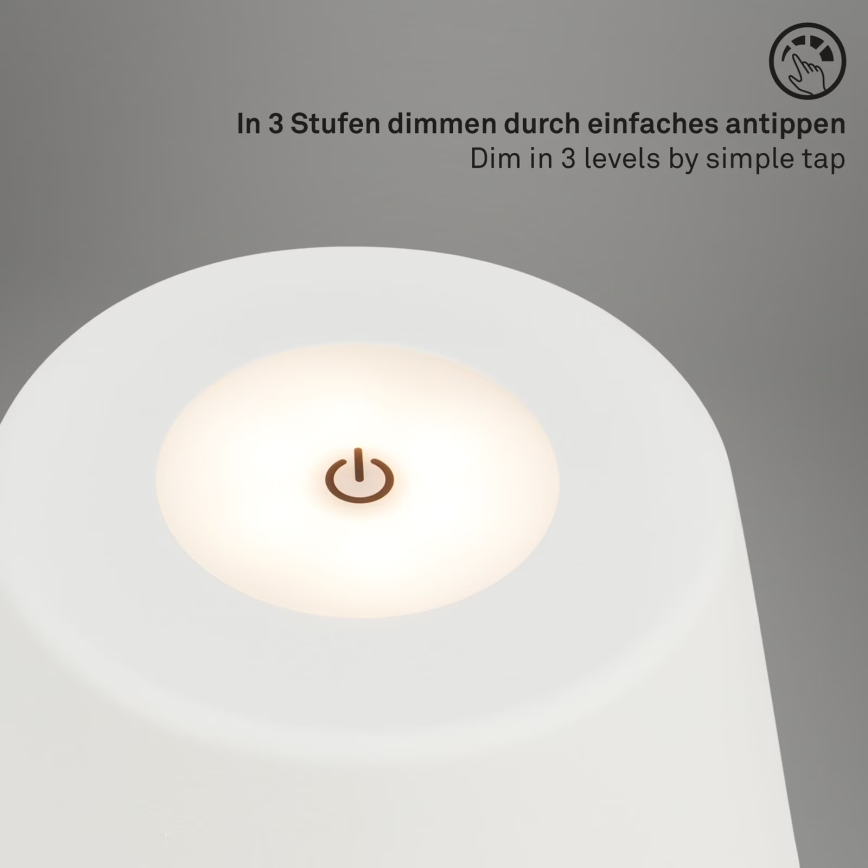 Brilo - LED Regulação rechargeable exterior candeeiro de mesa LED/3,5W/5V IP44 branco