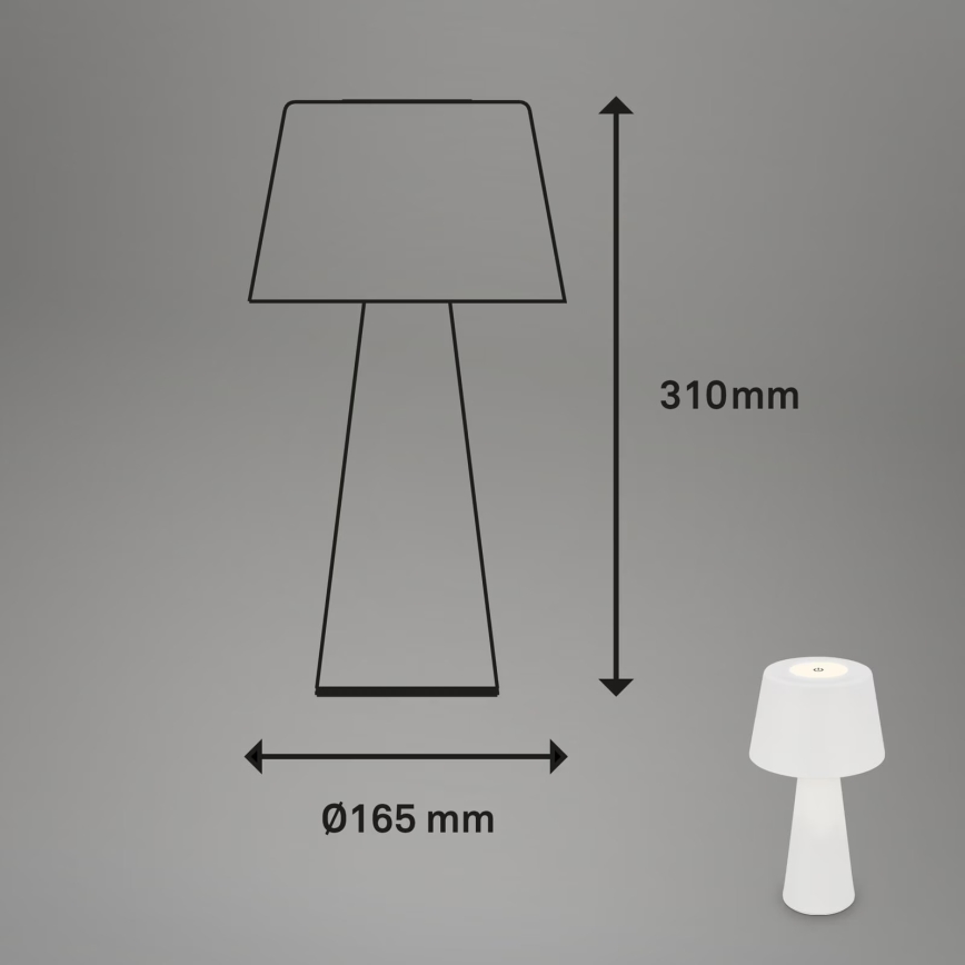 Brilo - LED Regulação rechargeable exterior candeeiro de mesa LED/3,5W/5V IP44 branco