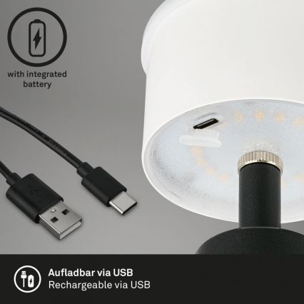 Brilo - LED Regulação rechargeable exterior candeeiro de mesa LED/3,5W/5V IP44 preto