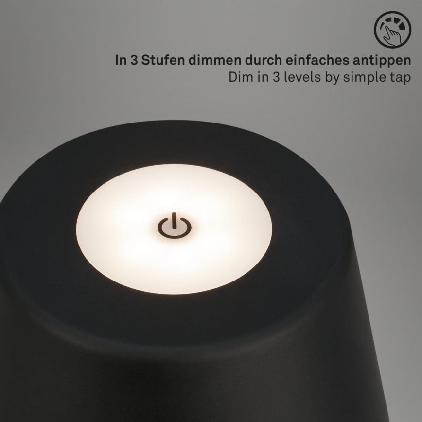 Brilo - LED Regulação rechargeable exterior candeeiro de mesa LED/3,5W/5V IP44 preto