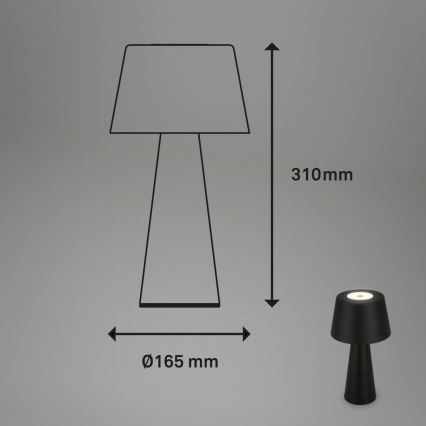 Brilo - LED Regulação rechargeable exterior candeeiro de mesa LED/3,5W/5V IP44 preto