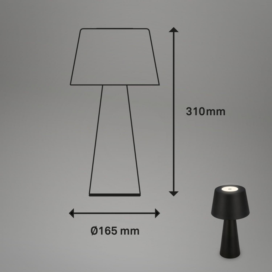 Brilo - LED Regulação rechargeable exterior candeeiro de mesa LED/3,5W/5V IP44 preto
