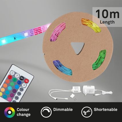 Brilo - LED RGB Tira com regulação 11,5m LED/24W/230V + controlo remoto