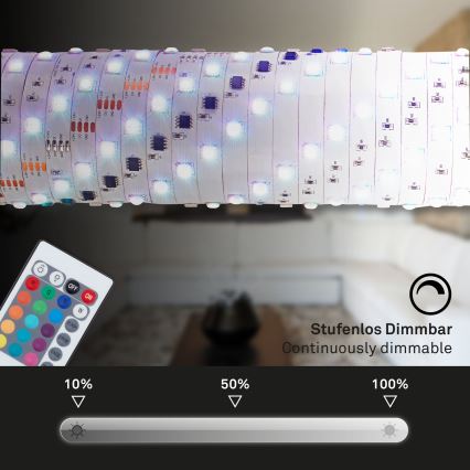 Brilo - LED RGB Tira com regulação 11,5m LED/24W/230V + controlo remoto
