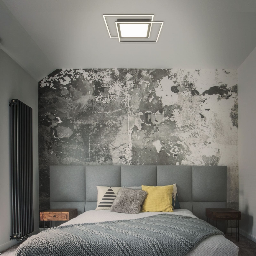 Brilo - Plafon LED 2x LED 16W/230V + LED 19W 51,5x51,5 cm preto