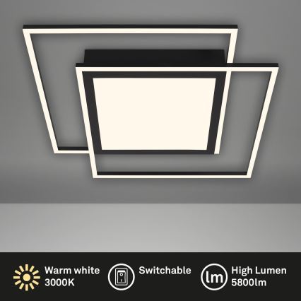 Brilo - Plafon LED 2x LED 16W/230V + LED 19W 51,5x51,5 cm preto
