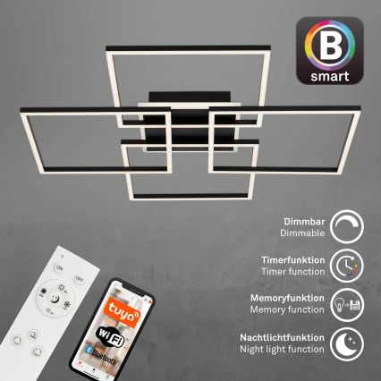 Brilo - Candeeiro de tecto LED dimerizável FRAME LED/50W/230V 2700-6500K 72,4x72,4cm preto Wi-Fi Tuya + comando remoto