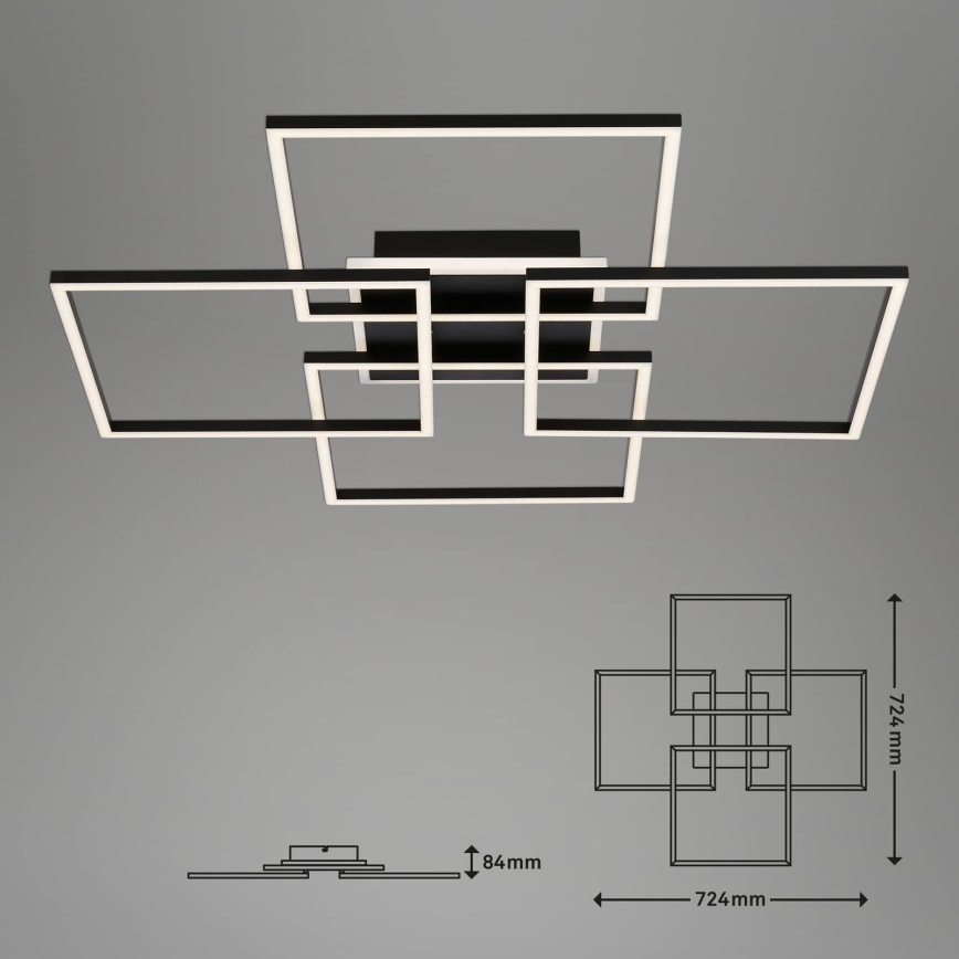 Brilo - Candeeiro de tecto LED dimerizável FRAME LED/50W/230V 2700-6500K 72,4x72,4cm preto Wi-Fi Tuya + comando remoto