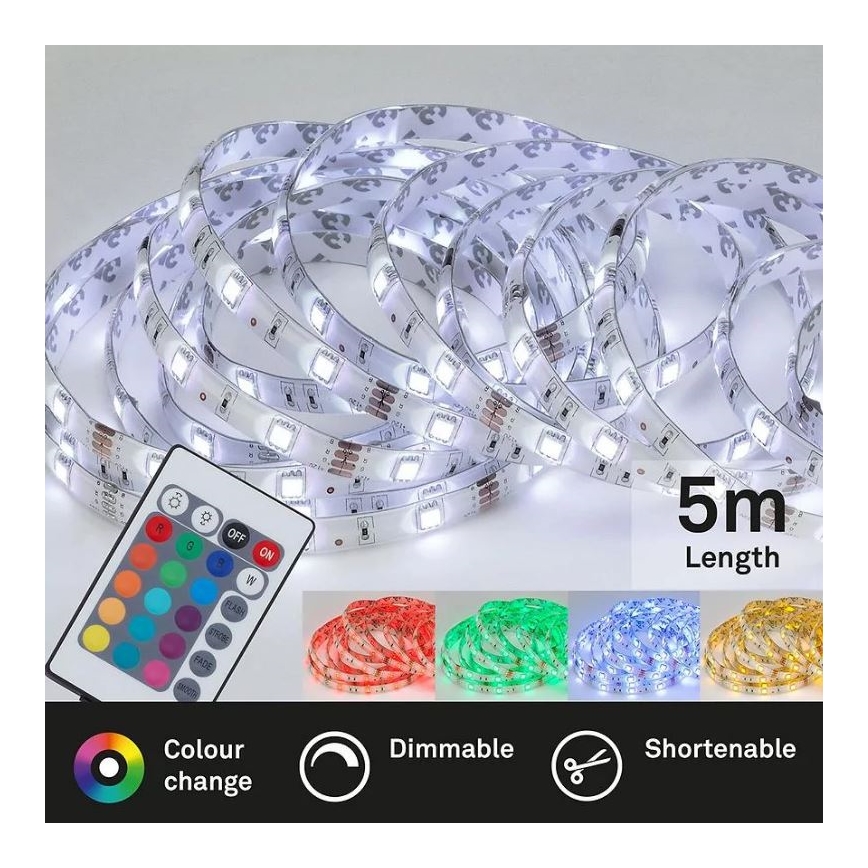 Brilo - Tira LED RGBW com regulação 6,5m LED/22W/230V + controlo remoto