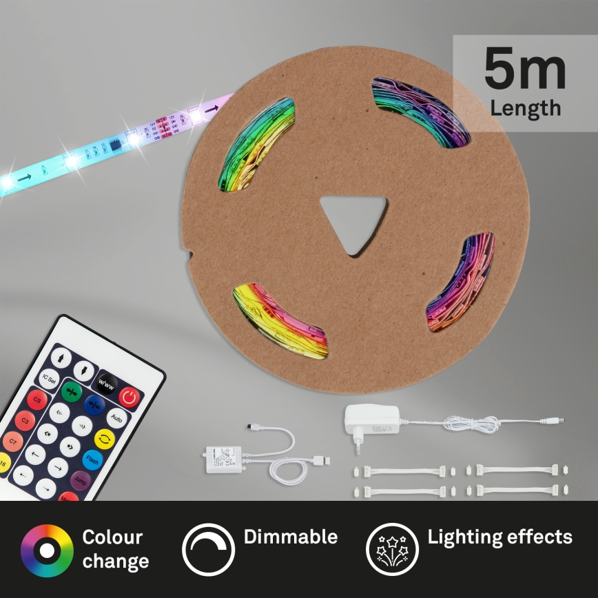 Brilo - Tira LED RGBW com regulação 6,5m LED/24W/230V + controlo remoto