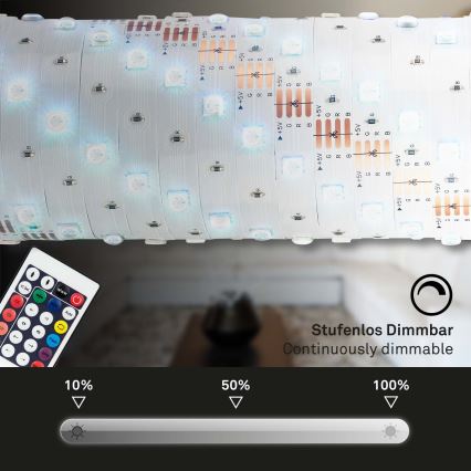 Brilo - Tira LED RGBW com regulação 6,5m LED/24W/230V + controlo remoto