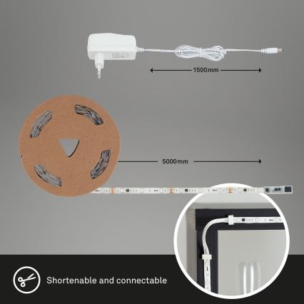 Brilo - Tira LED RGBW com regulação 6,5m LED/24W/230V + controlo remoto