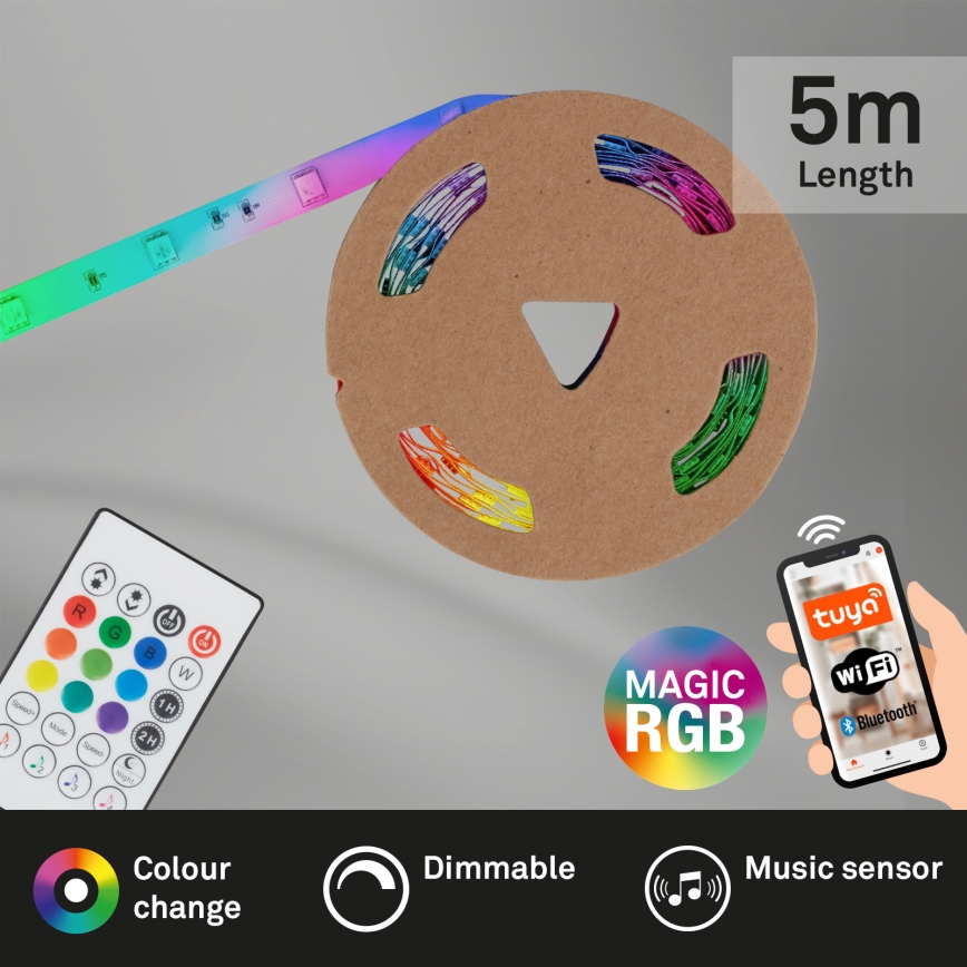 Brilo - Tira LED RGBW com regulação MUSIC 6,65m LED/18W/230V Wi-Fi Tuya + controlo remoto