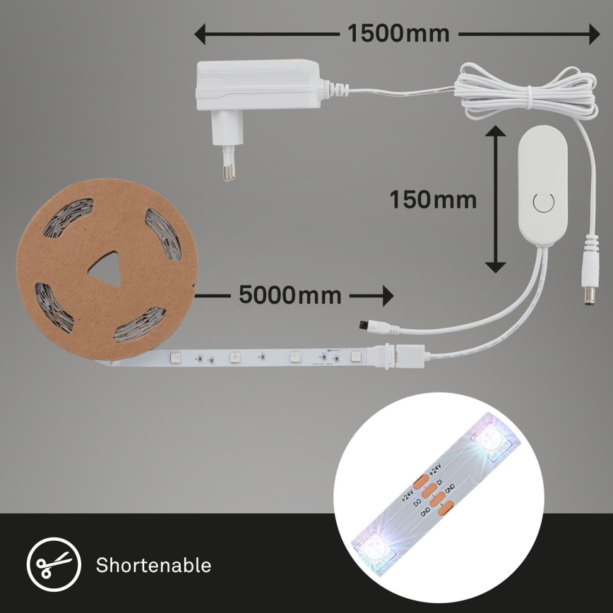 Brilo - Tira LED RGBW com regulação MUSIC 6,65m LED/18W/230V Wi-Fi Tuya + controlo remoto