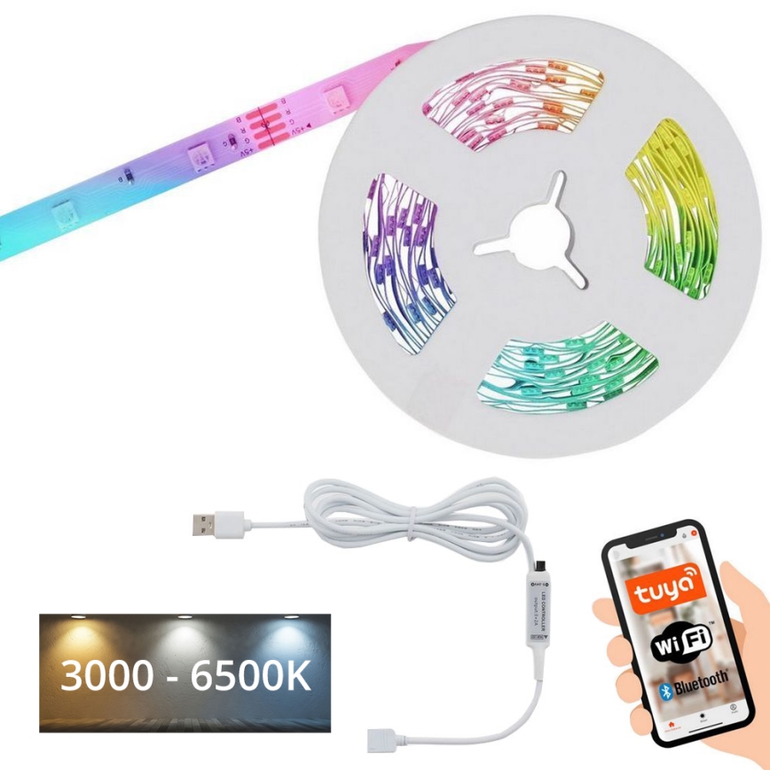 Brilo - Tira LED RGBW com regulação MUSIC 6,6m LED/7,5W/USB Wi-Fi Tuya