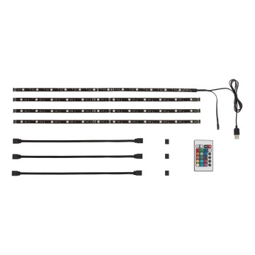 Brilo - Tira LED RGBW com regulação para TV 3m LED/2,5W/USB + controlo remoto
