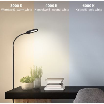 Briloner 1297-015 - Candeeiro de pé LED flexível com regulação LED/6,6W/230V 3000K/4000K/6000K