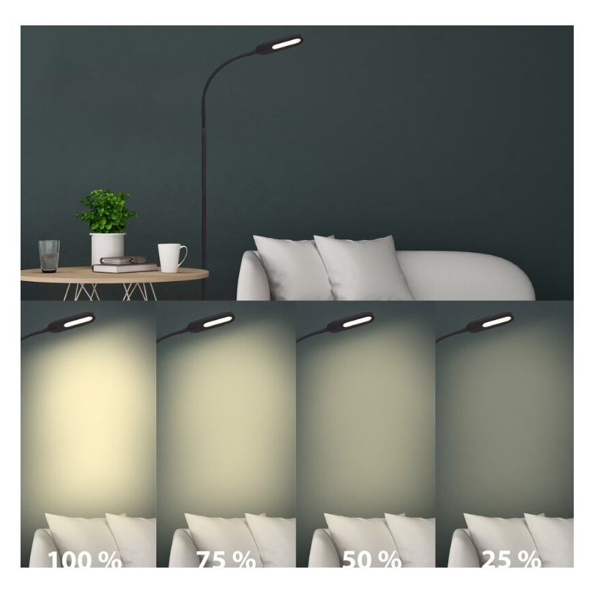 Briloner 1297-015 - Candeeiro de pé LED flexível com regulação LED/6,6W/230V 3000K/4000K/6000K