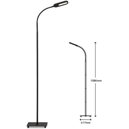 Briloner 1297-015 - Candeeiro de pé LED flexível com regulação LED/6,6W/230V 3000K/4000K/6000K