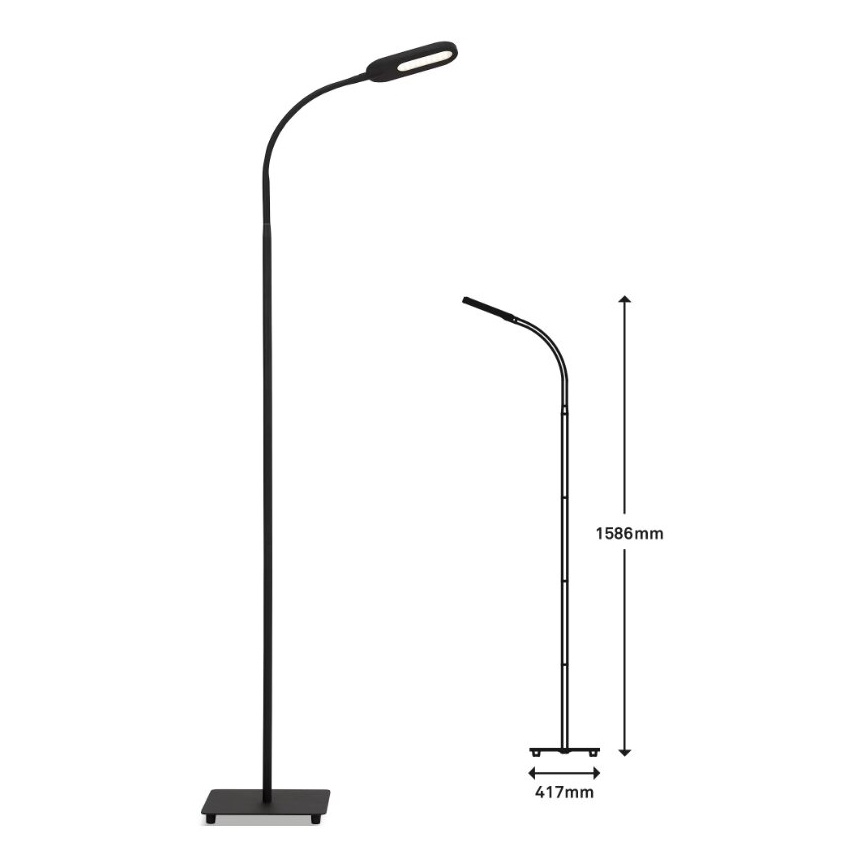 Briloner 1297-015 - Candeeiro de pé LED flexível com regulação LED/6,6W/230V 3000K/4000K/6000K