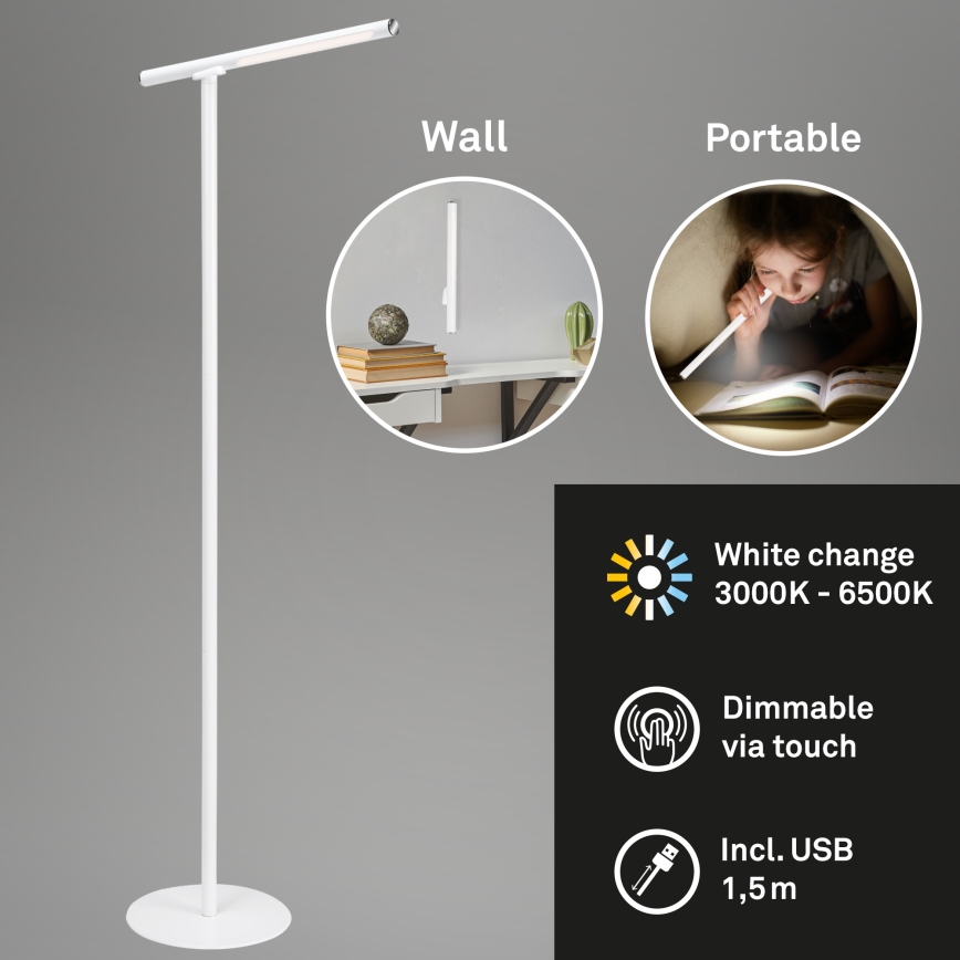 Briloner 1384-016 - Candeeiro de chão LED tátil com regulação 2em1 EVERYWHERE LED/2,3W/5V 2000 mAh