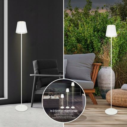 Briloner 1438016 - Candeeiro de pé tátil LED regulável LED/3,5W/5V 3000K 130 cm branco