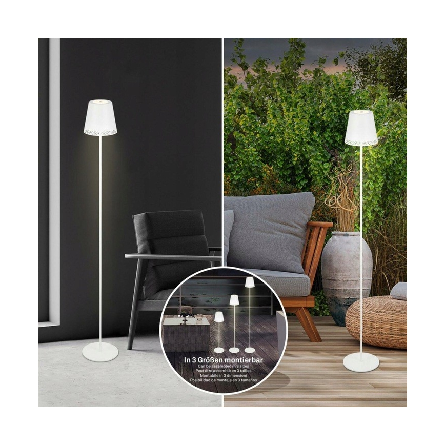 Briloner 1438016 - Candeeiro de pé tátil LED regulável LED/3,5W/5V 3000K 130 cm branco