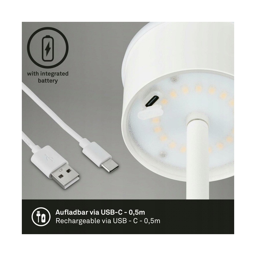 Briloner 1438016 - Candeeiro de pé tátil LED regulável LED/3,5W/5V 3000K 130 cm branco