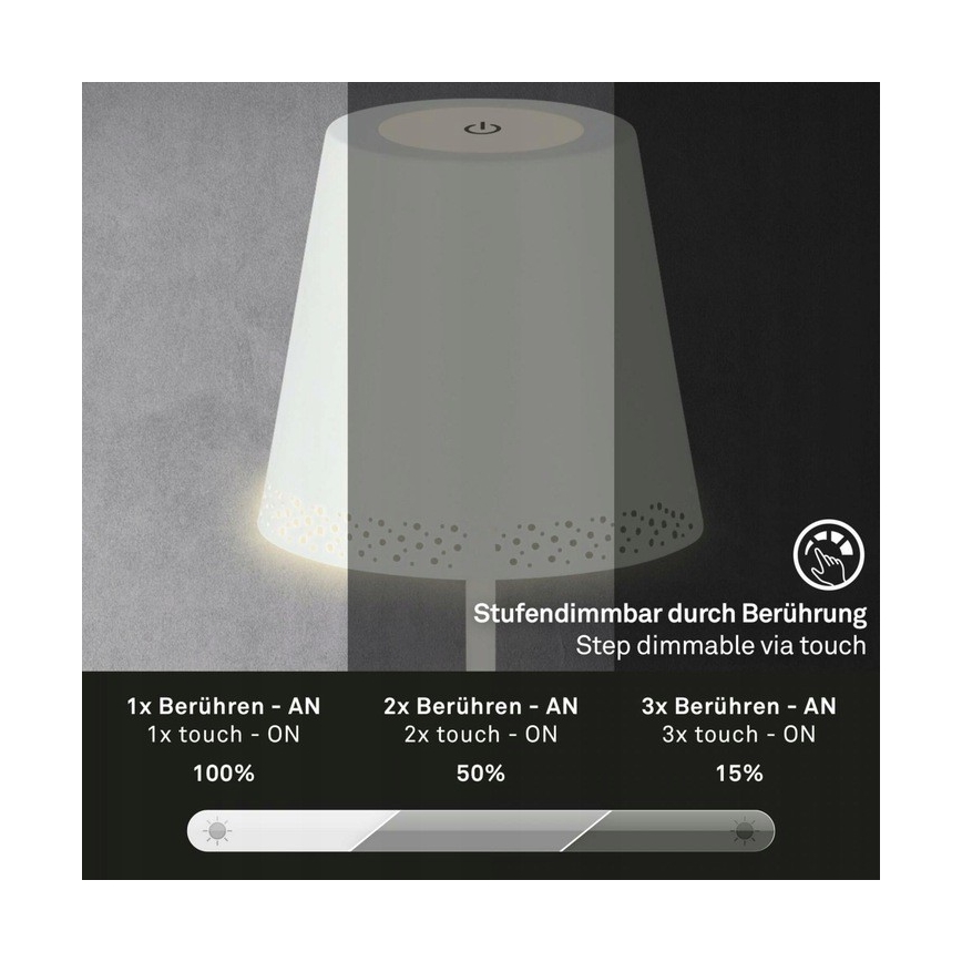 Briloner 1438016 - Candeeiro de pé tátil LED regulável LED/3,5W/5V 3000K 130 cm branco