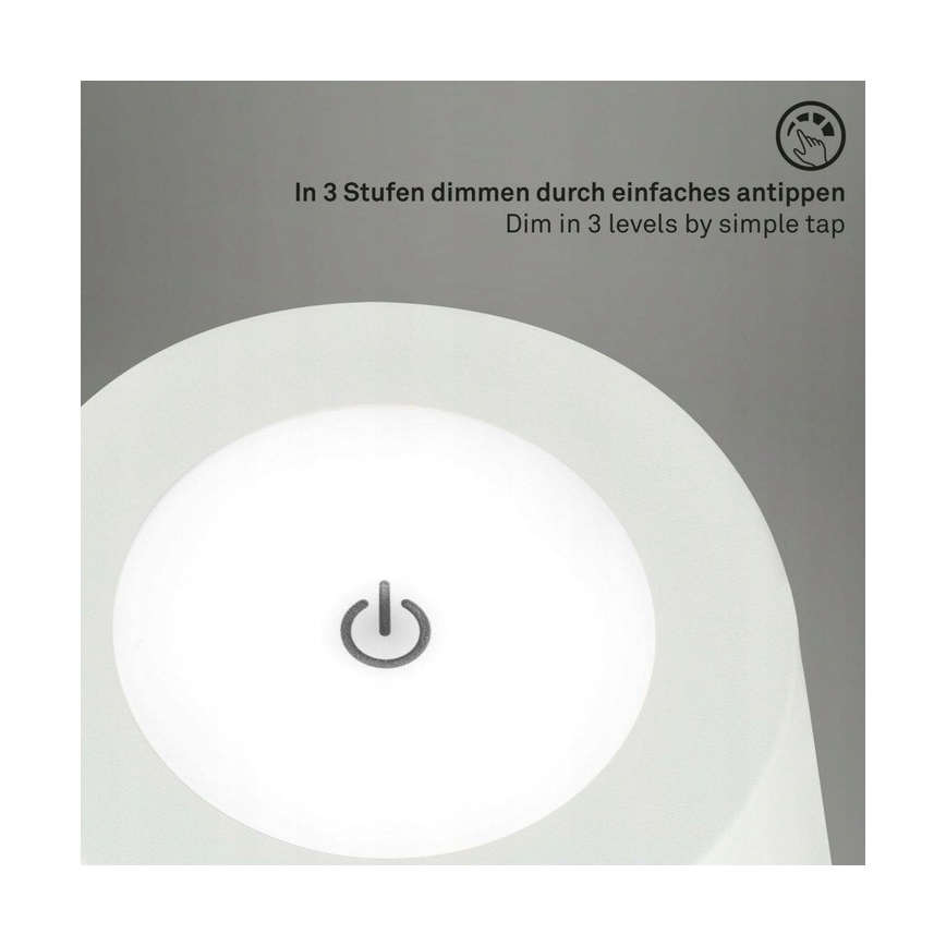 Briloner 1438016 - Candeeiro de pé tátil LED regulável LED/3,5W/5V 3000K 130 cm branco
