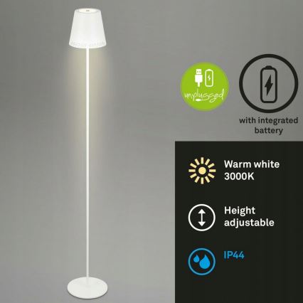Briloner 1438016 - Candeeiro de pé tátil LED regulável LED/3,5W/5V 3000K 130 cm branco