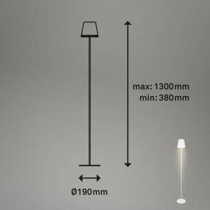 Briloner 1438016 - Candeeiro de pé tátil LED regulável LED/3,5W/5V 3000K 130 cm branco