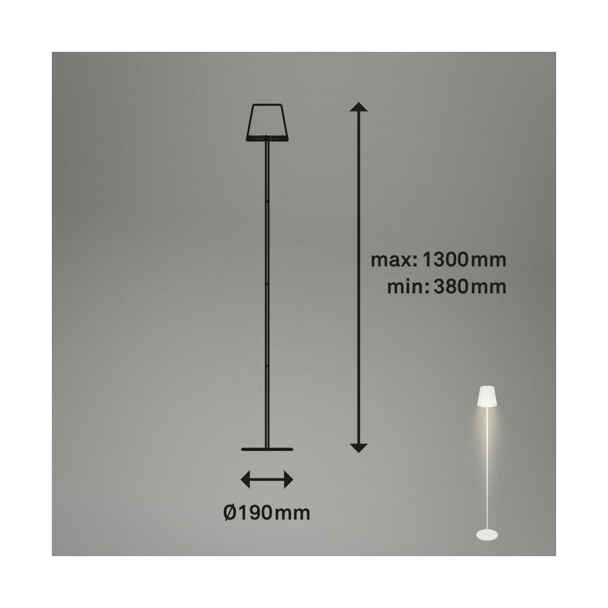 Briloner 1438016 - Candeeiro de pé tátil LED regulável LED/3,5W/5V 3000K 130 cm branco