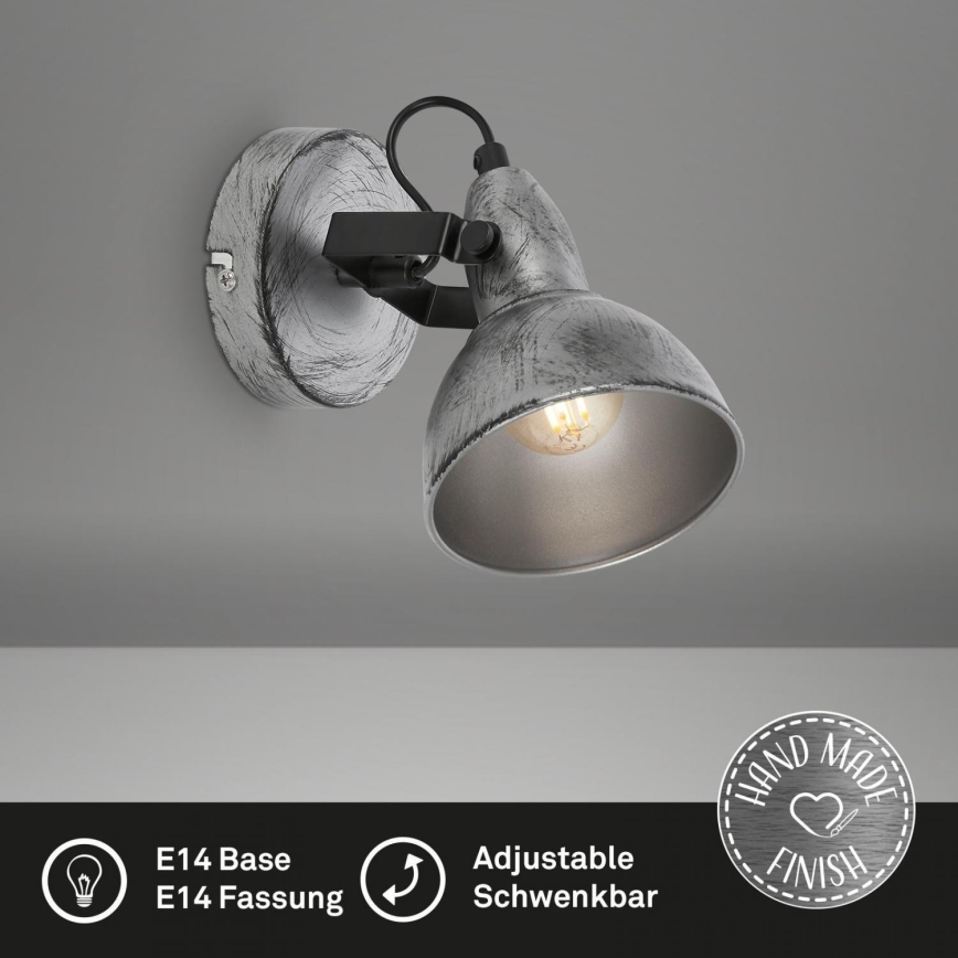 Briloner 2049-014 - Foco de parede RETRO 1xE14/40W/230V cinzento