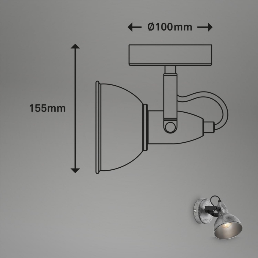 Briloner 2049-014 - Foco de parede RETRO 1xE14/40W/230V cinzento